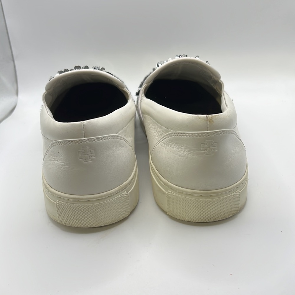 Tory Burch Carter Slip On Sneakers Loafers Shoes Sequins White Black Womens 10 - Picture 6 of 16